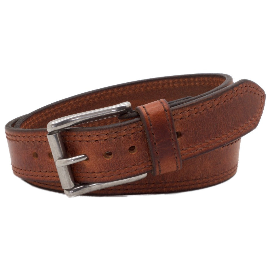 Front Side of Copperhead Mens Leather Belt with Stainless Steel buckle