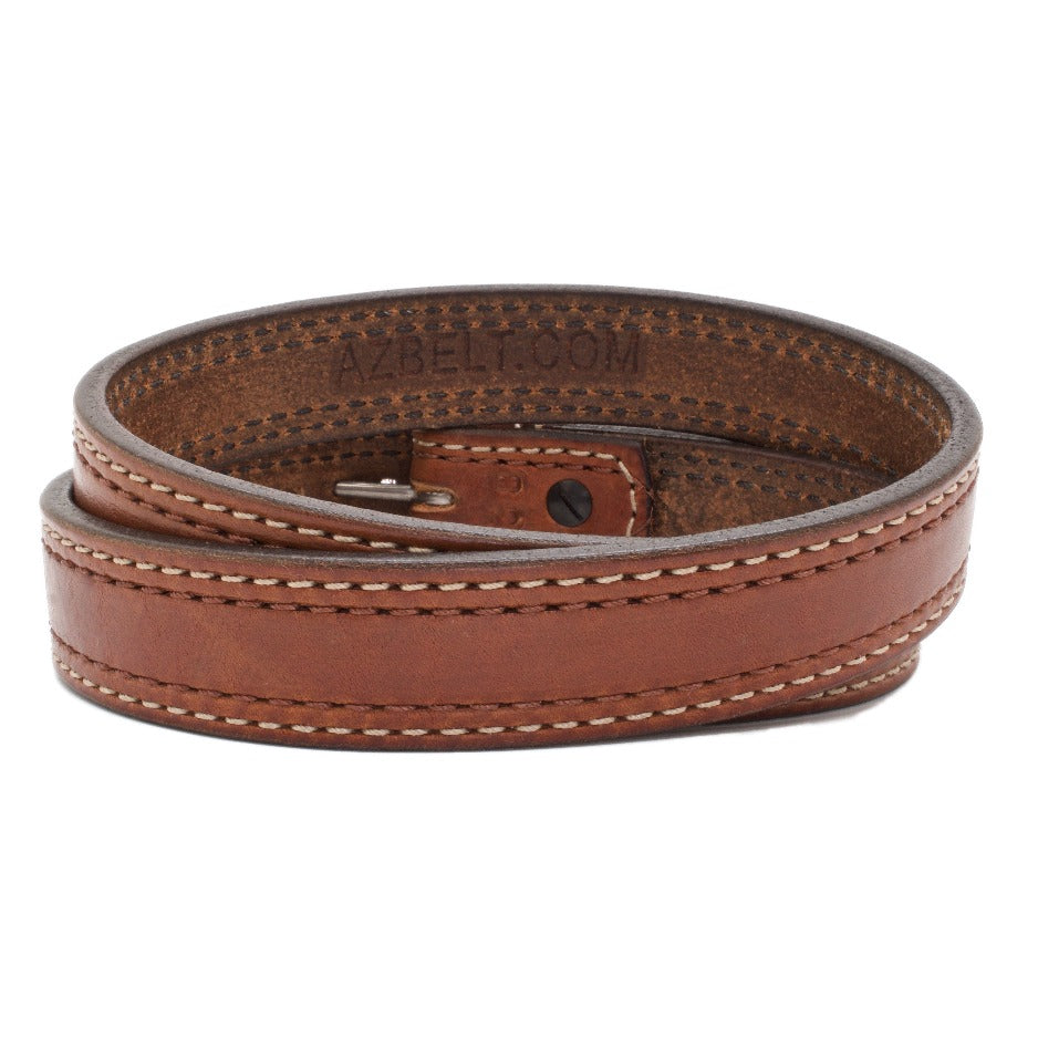 Back Side of Manhattan Mens Leather Belt with Stainless Steel buckle