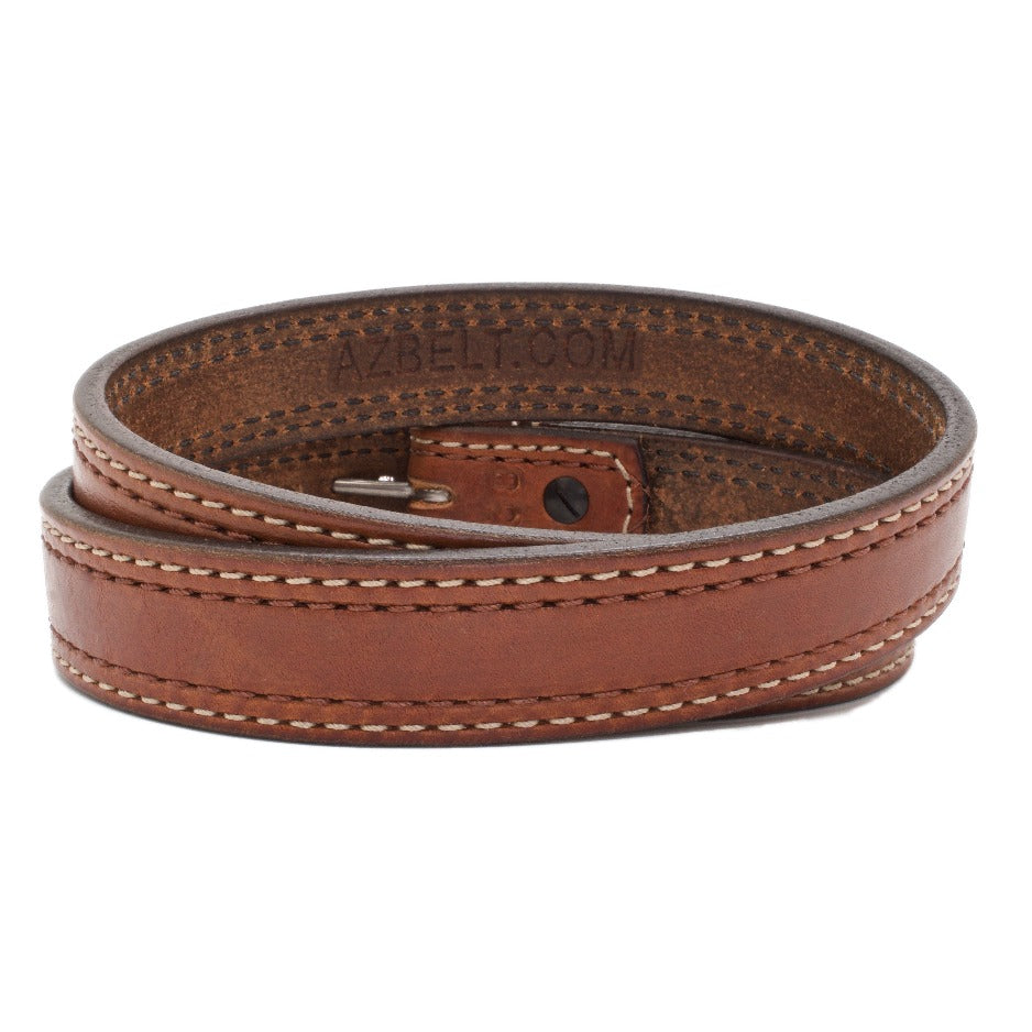 Front Side of Manhattan Mens Leather Belt with Stainless Steel buckle
