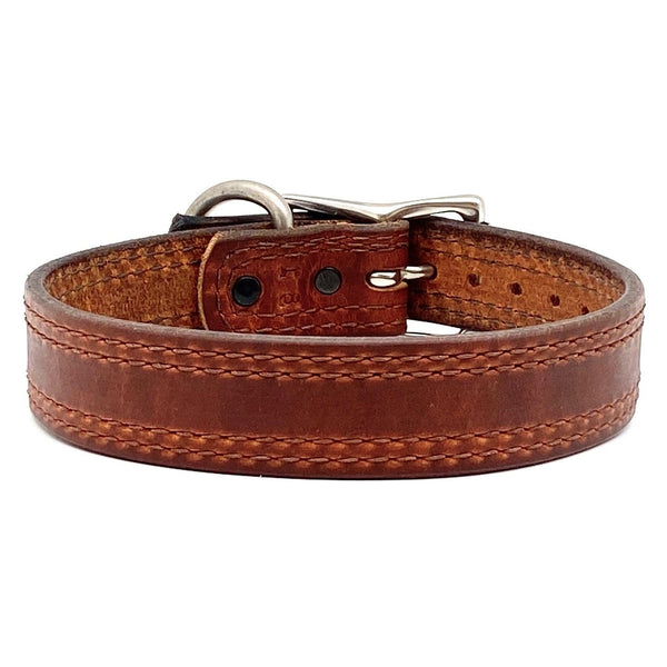 Brown Leather Dog Head belt . Heavy Duty Brown Leather Dog Collar Studded Design With  main image 3