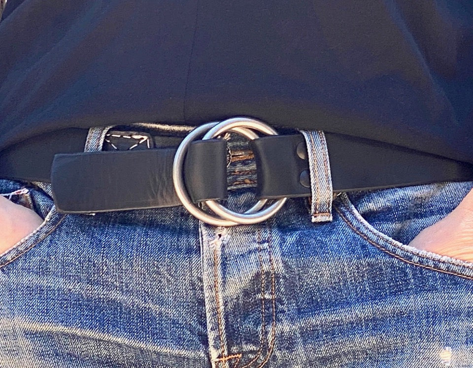 The Sausalito Double Ring 1.5 Classic Black Leather Belt