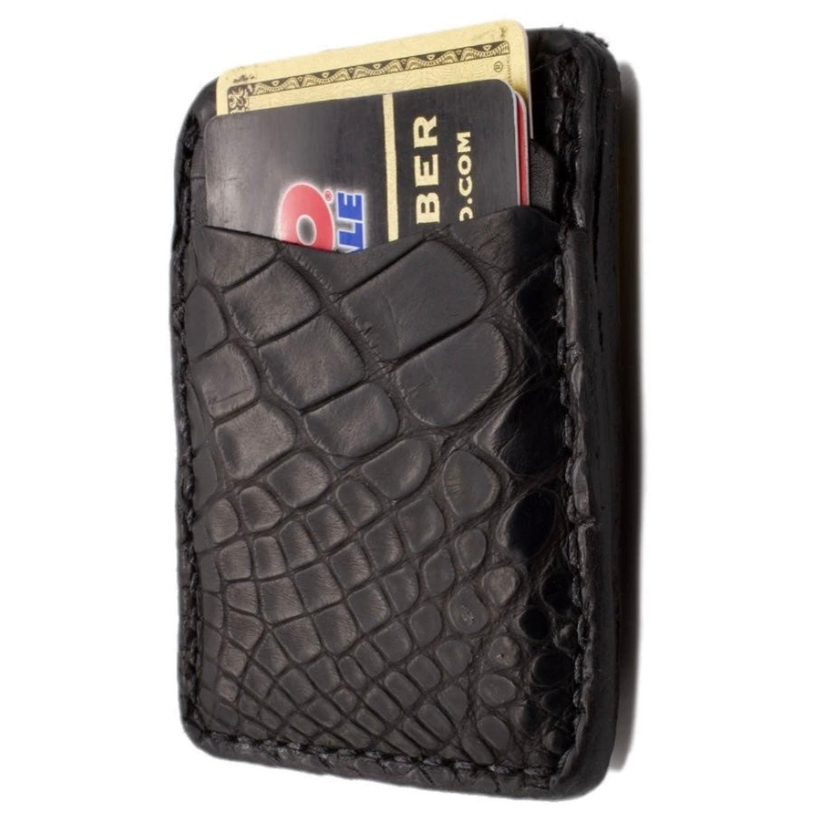 The Ventura Black American Alligator Minimalist Leather Wallet 