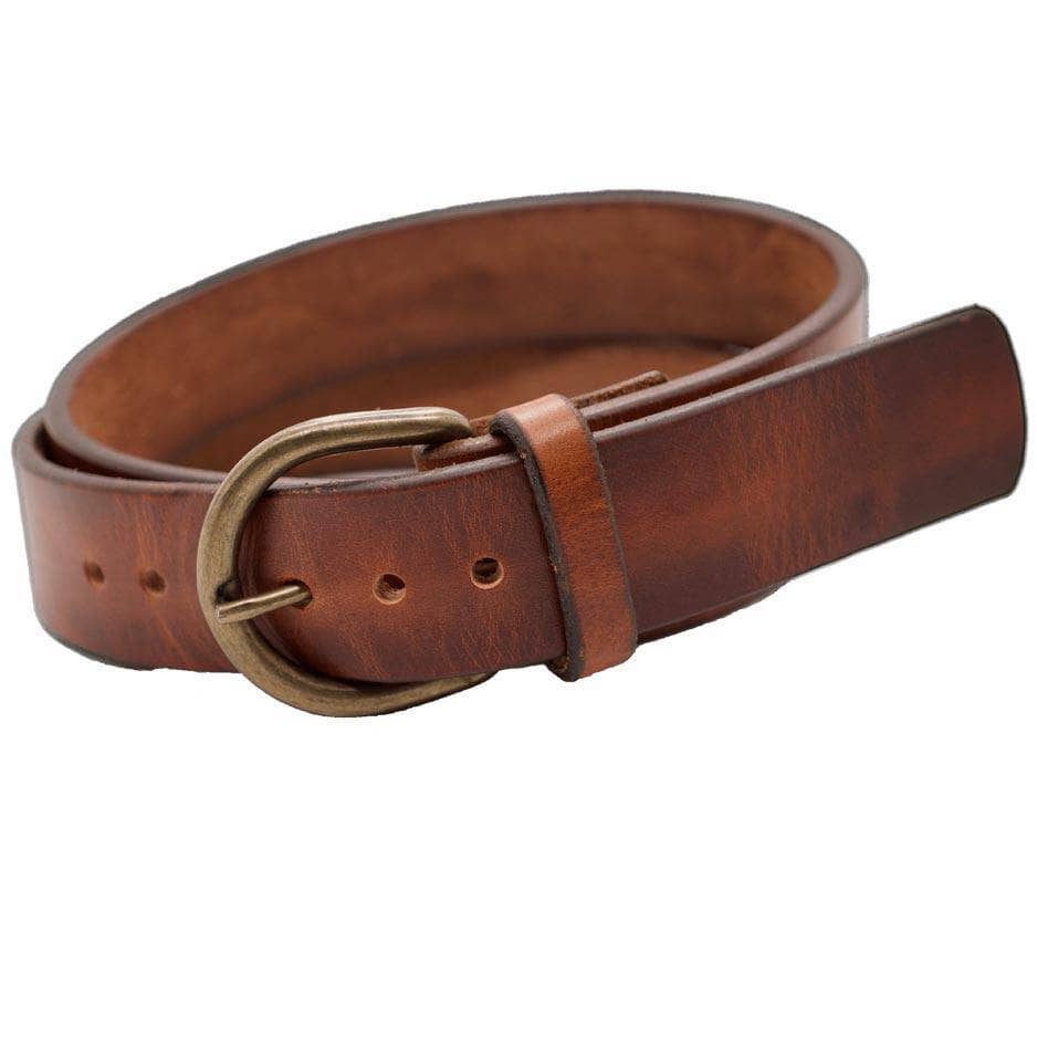 Women's Medium Brown Leather Belt Steel or Brass Horseshoe
