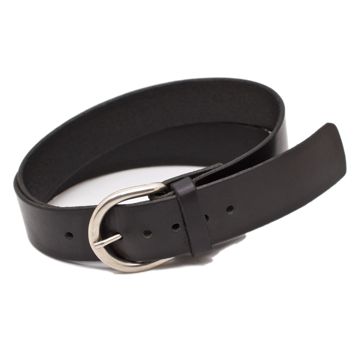 Women’s 1.5&quot; Black Bridle Leather Belt | Aged Silver Steel Buckle | The Brooke