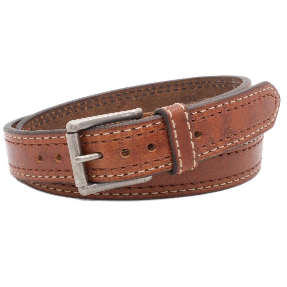 Front Side of Manhattan Mens Leather Belt with Stainless Steel buckle