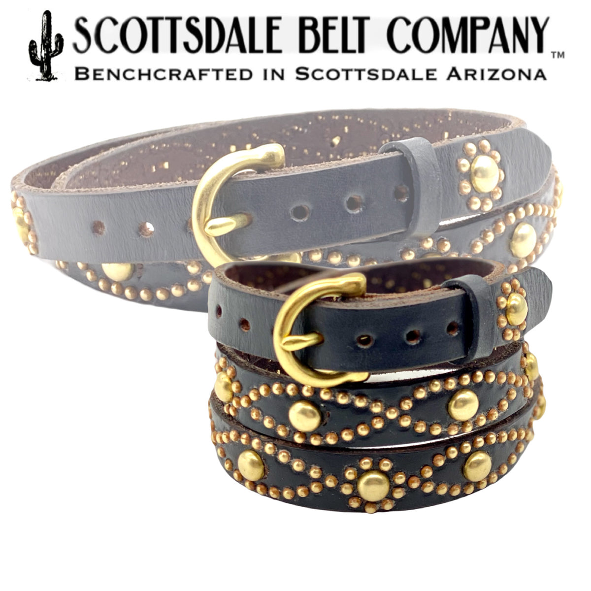 Women&#39;s Dark Brown .75 Leather Belt | Steel or Brass Horseshoe Buckle | The Astoria