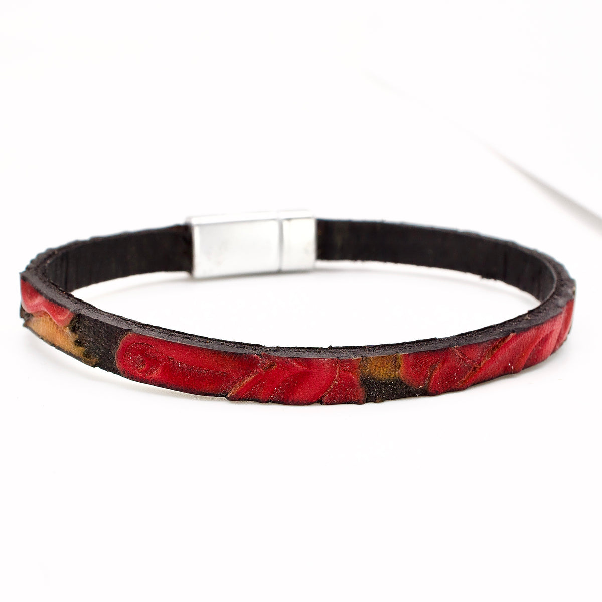 Scarlet Begonia Bespoke Leather Bracelet