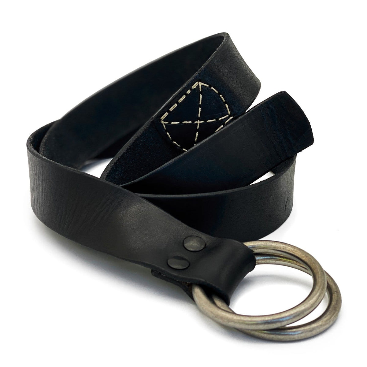 The Sausalito Double Ring 1.5 Classic Black Leather Belt