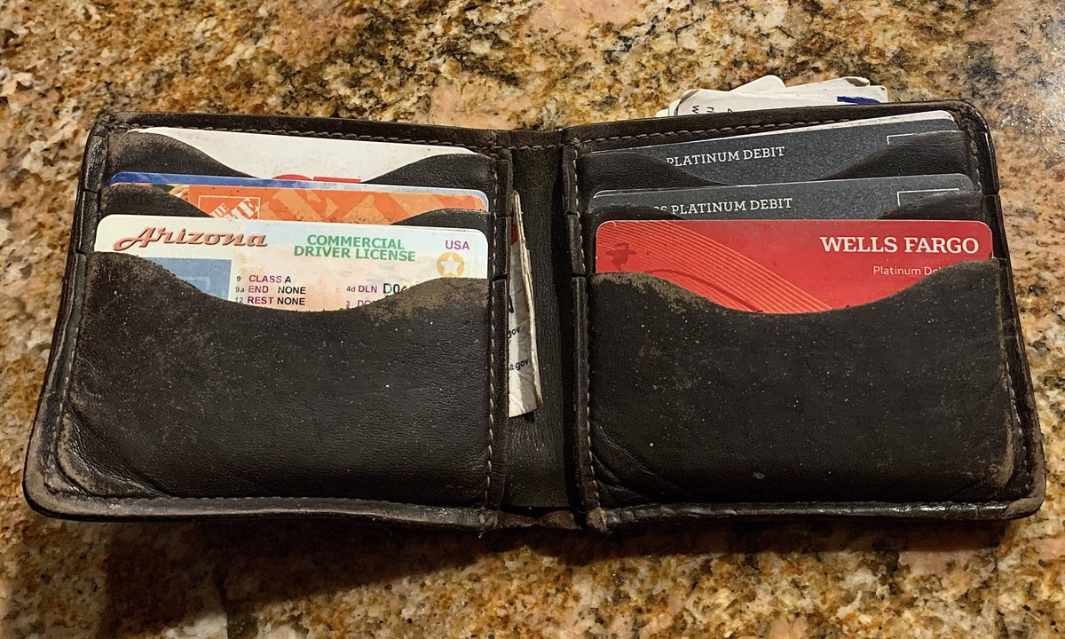 8 year old wallet open showing no signs of breakdown
