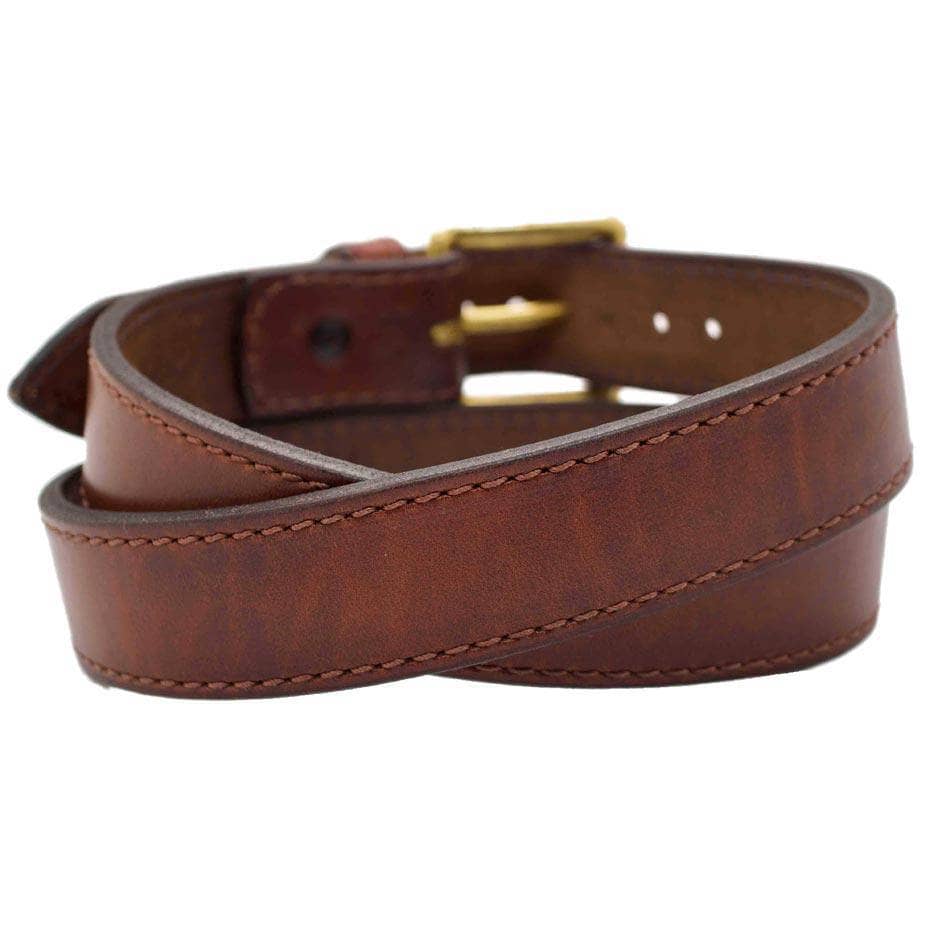 Back Side of Jerome Mens Brown Leather Belt with Solid Brass buckle