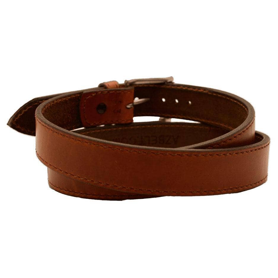 Front Side of Jerome Mens Brown Leather Belt with Stainless Steel buckle