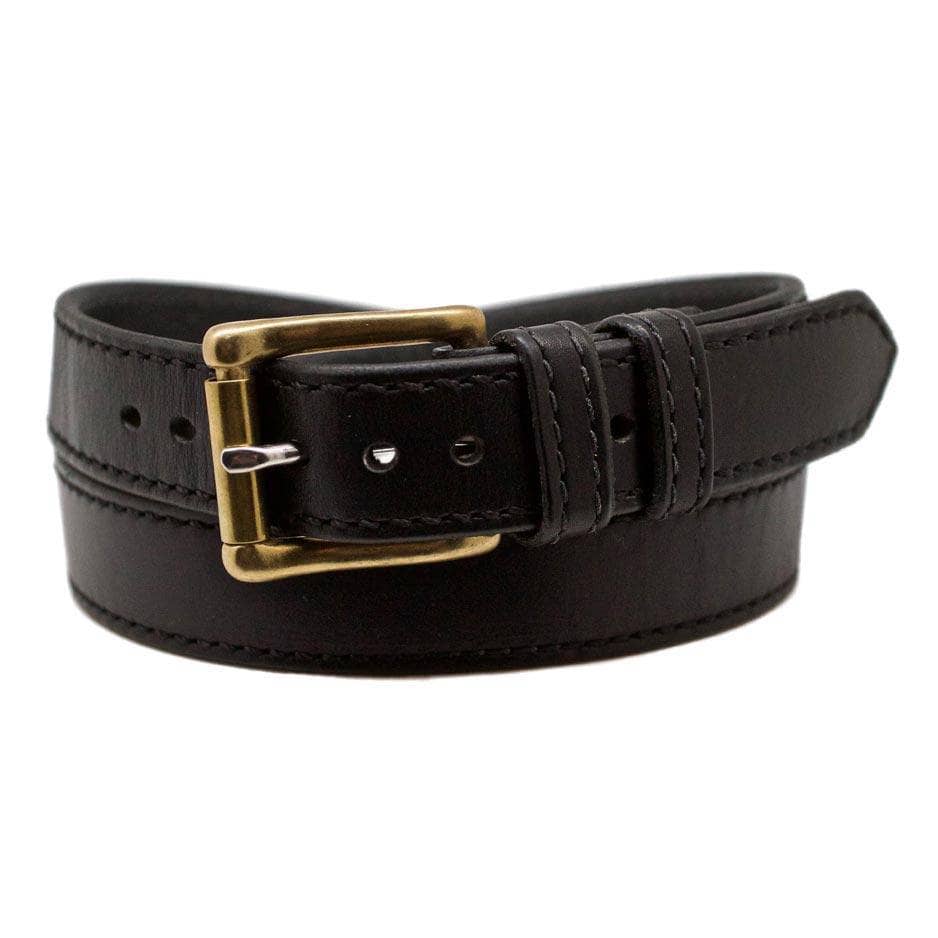 Front Side of Nitro Express Mens Narrow Black Leather Gun Belt with Solid Brass buckle