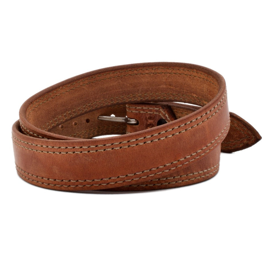 Oil Tan Extra Wide Brown Leather Belt - 46 - 48