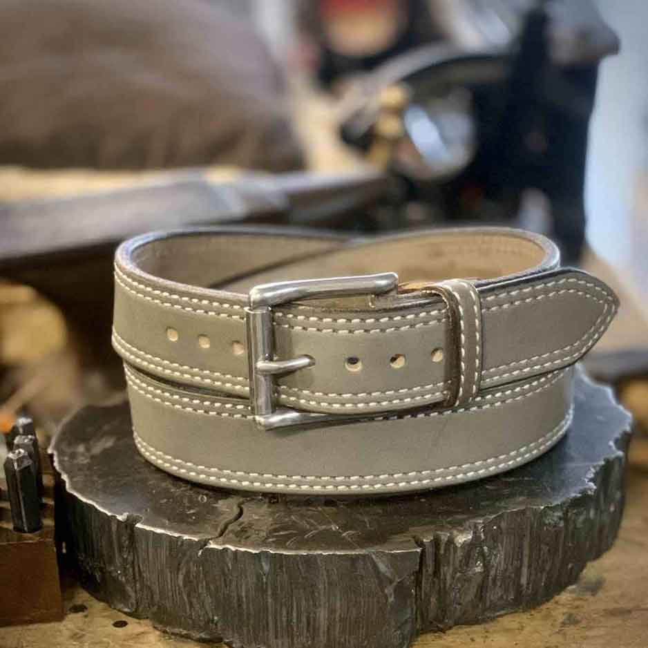 Over Buckle Silvier Leather Belt