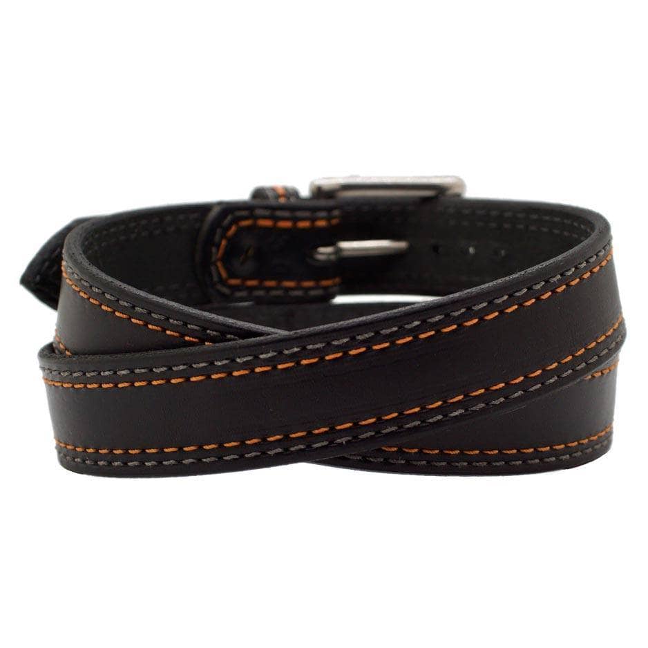 Back Side of Sturgis Mens Black Leather Belt with Stainless Steel buckle